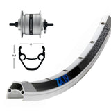 Rueda Delantera Exal ZX19 Eje Macizo Buje Dinamo Shimano DH3N30 Plata